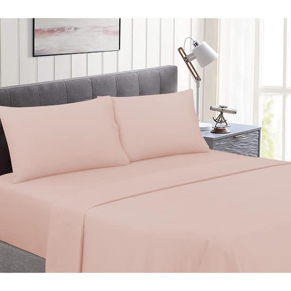 Nouvelle Home Perfectly Cotton 4-Piece Blush Solid Cotton Twin Sheet Set