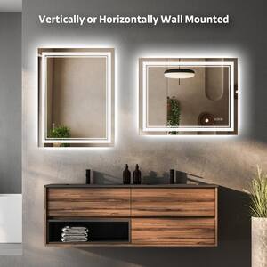 Front Light and Backlit Mirror 36 in. W x 28 in. H Rectangular Frameless Anti-Fog Lighted Wall Bathroom Vanity Mirror