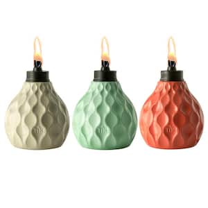 6 in. Marine Glass Table Torch Seaside Escape Ivory, Coral and Blue (3-Pack)
