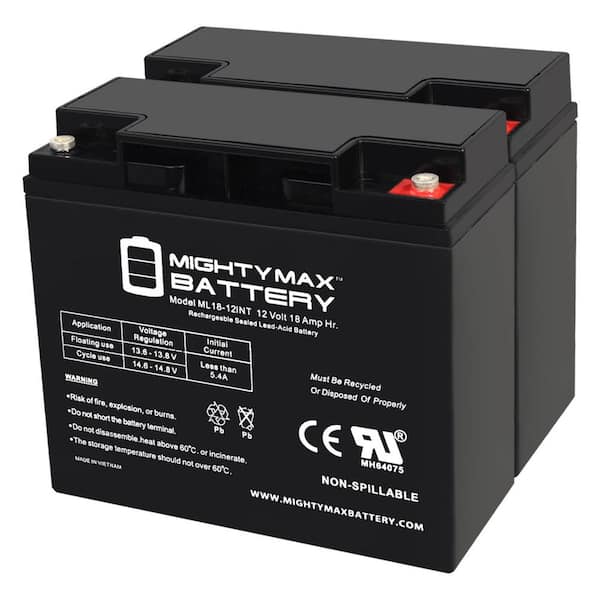 Mighty Max Battery 12V 18Ah SLA Int Replacement Battery for Black Decker Cmm1000 Cordless Mulching Mower - 2 Pack