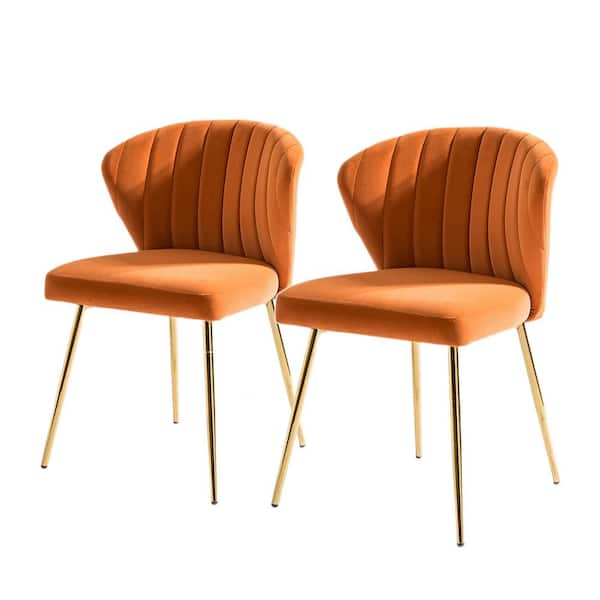 orange dining chairs set of 2