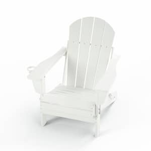 TORVA Folding Adirondack Chair, Fire Pit Chair, Patio Outdoor Chairs All-Weather Proof HDPE Resin with Cup Holder, White