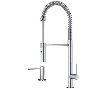 Bluffton Single Handle Pull Down Sprayer Kitchen Faucet with Matching Soap Dispenser in Chrome
