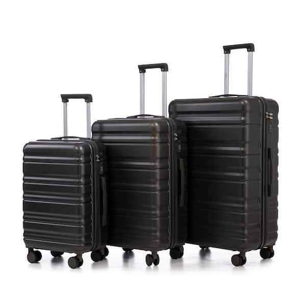 Valerio 3-Piece Dark Gray ABS Hardside Spinner Wheel Luggage Set with Combination Lock and Hook Foot Pad