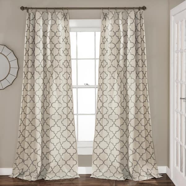 Lush Decor Gray Trellis Rod Pocket Room Darkening Curtain - 54 in. W x 84 in. L (Set of 2)