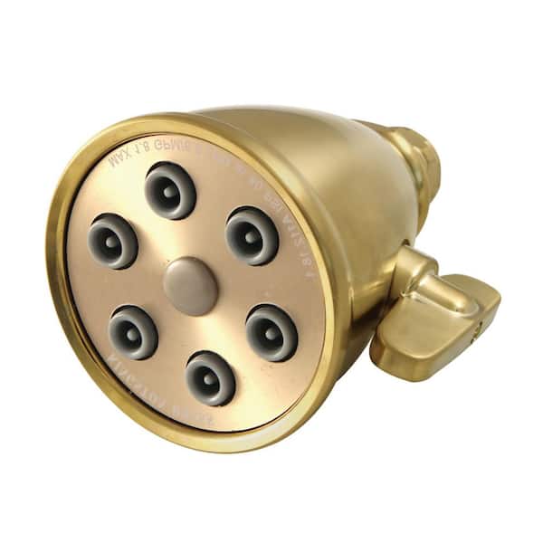 Victorian 1-Spray Pattern with 1.8 GPM 2-15/16 in. Wall Mount Jet Spray Fixed Shower Head in Brushed Brass