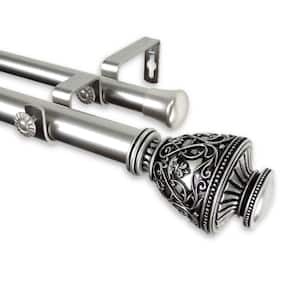 120 in. - 170 in. Telescoping 1 in. Satin Nickel Double Curtain Rod Kit with Veda Finial