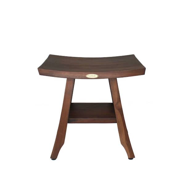 Satori 18 in. Waterproof Wood Shower Teak Bench, Shaving Stool, Shower Teak Stool, Shower Teak Seat, in Woodland Brown