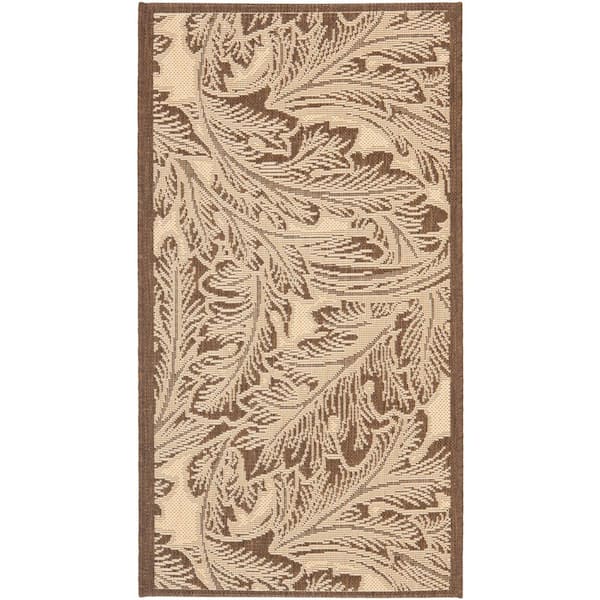 SAFAVIEH Courtyard Natural/Chocolate Doormat 2 ft. x 4 ft. Border Indoor/Outdoor Patio Area Rug