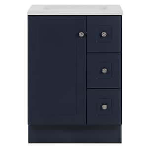 Bannister 25 in. W x 19 in. D x 35 in. H Single Sink  Bath Vanity in Deep Blue with White Cultured Marble Top