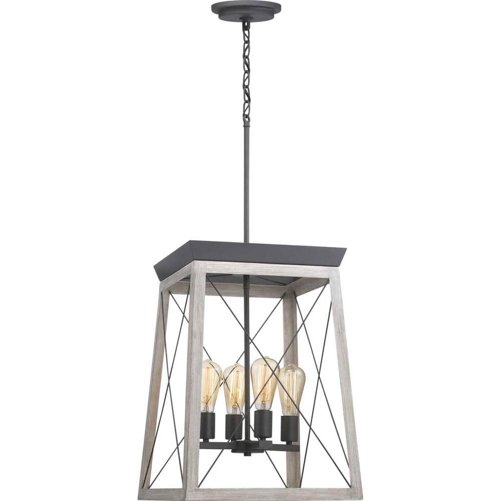 Briarwood Satin Nickel 4-Light Foyer Pendant with Vintage Charm