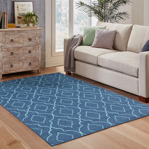 Phantom Navy 2 ft. x 8 ft. Indoor/Outdoor Patio Runner Rug