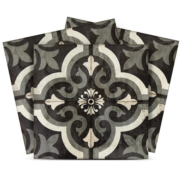 MI ALMA Black, White, and Gray R85 4 in. x 4 in. Vinyl Peel and Stick Tile (24-Tiles, 2.67 sq. ft./pack)