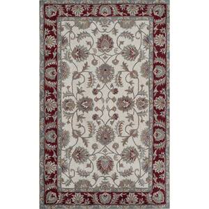 New Dynasty Ivory Burgundy Beige Area Rug - 9 ft. x 12 ft.