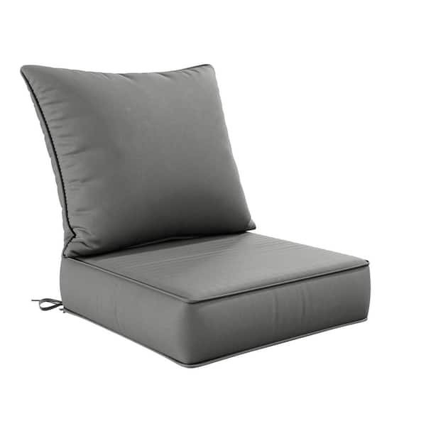 24 in. x 24 in. Deep Seat Outdoor Lounge Cushion with Backrest, Premium Waterproof Patio Furniture Cushions Light Grey