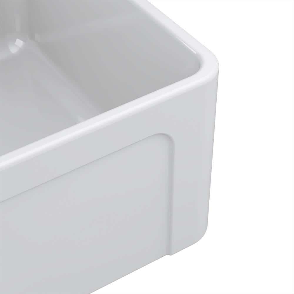 White Fireclay 33'' Double Bowl Farmhouse Sink