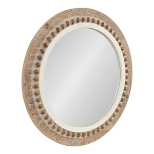 Maddigan 28.00 in. H x 28.00 in. W Round Wood Framed Rustic Brown Mirror