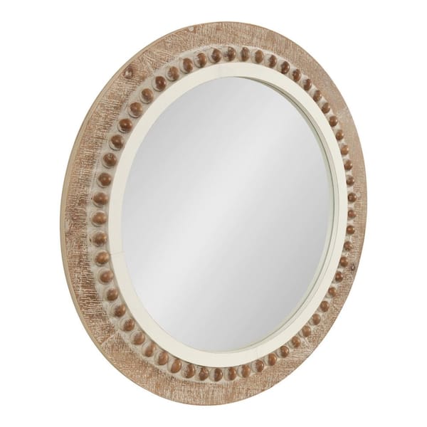 Kate and Laurel Maddigan 28.00 in. H x 28.00 in. W Round Wood Framed Rustic Brown Mirror