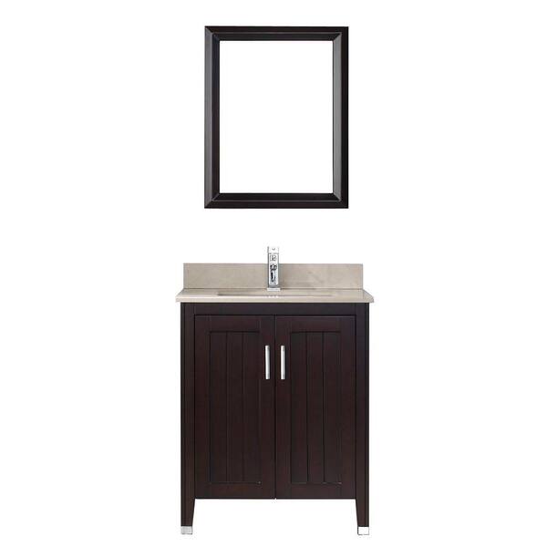 ART BATHE Jackie 28 in. Vanity in Chai with Marble Vanity Top in Chai and Mirror