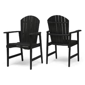 Malibu Dark Grey Solid Wood Outdoor Dining Chairs (2-Pack)