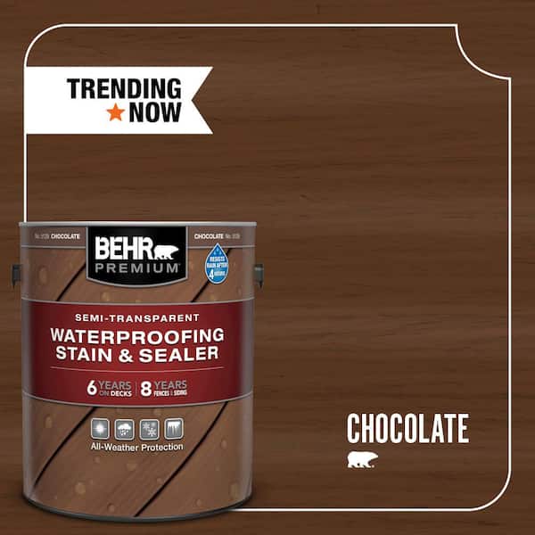 BEHR PREMIUM 1 gal. #ST-129 Chocolate Semi-Transparent Waterproofing Exterior Wood Stain and Sealer