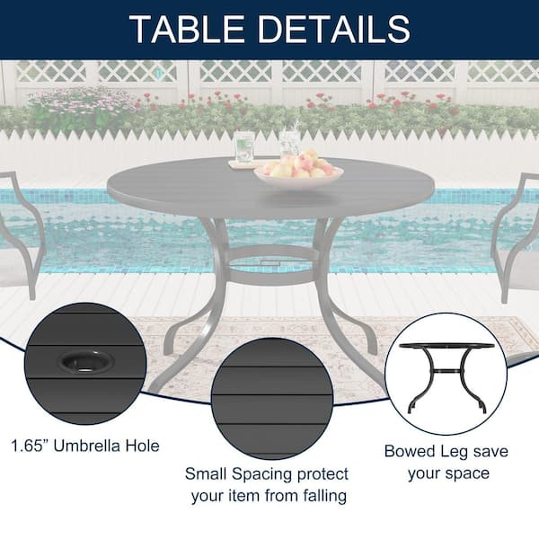 Mondawe 5-Piece Steel Textiliene Swivel Chair Round Table