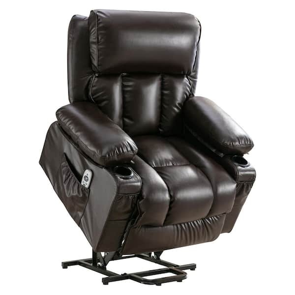 Brown Faux Leather Recliners Power Lift Recliner Chair Recliners for Elderly with USB