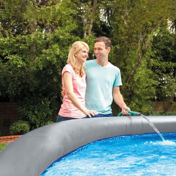 INTEX 15 ft. x 42 in. Easy Set Round Pump 42 in. D Inflatable Pool Above  Ground Swimming Pool with Ladder 26165VM - The Home Depot
