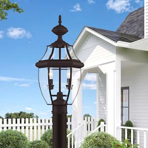 Aston 21 in. 2-Light Bronze Cast Brass Hardwired Outdoor Rust Resistant Post Light with No Bulbs Included