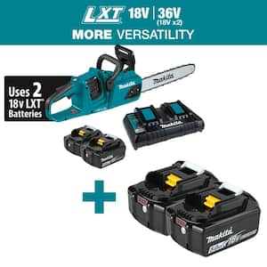 LXT 14 in. 18V X2 (36V) Brushless Electric Battery Chainsaw Kit (5.0Ah) with 18V LXT 5.0 Ah (2-Pack)