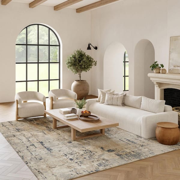 9 ft. x 12 ft. Beige/Grey Quarry Abstract Contemporary Area Rug