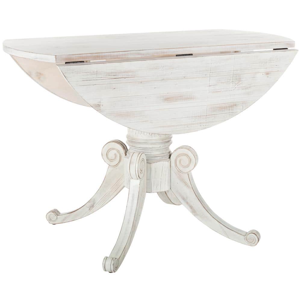 Round White Reclaimed Wood Extendable Dining Table