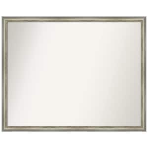 Salon Scoop Silver 29.75 in. x 23.75 in. Non-Beveled Casual Rectangle Wood Framed Bathroom Wall Mirror in Silver