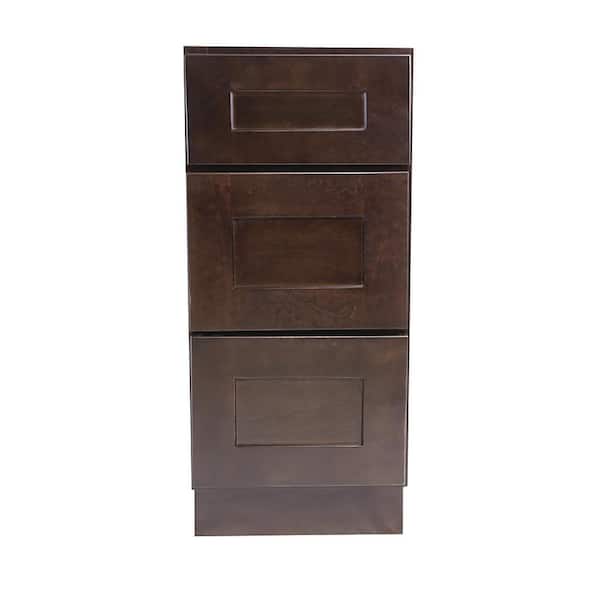 Design House Brookings Plywood Assembled Shaker 12x34.5x24 in. 3-Drawer Base Kitchen Cabinet in Espresso