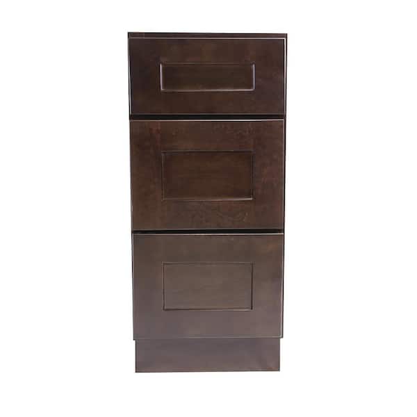 Design House Brookings Plywood Assembled Shaker 15x34.5x24 in. 3-Drawer Base Kitchen Cabinet in Espresso