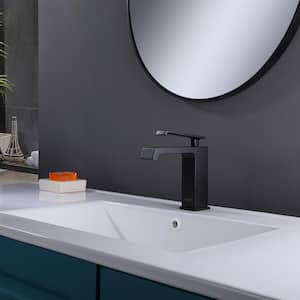 Single Hole Single-Handle Low-Arc Kitchen Bathroom Faucet in Black