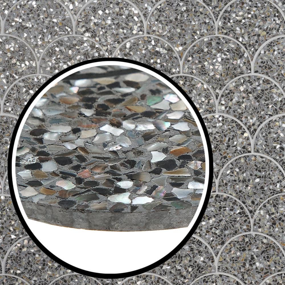 Gray Iridescent Polished Mosaic Fish Scale Tile