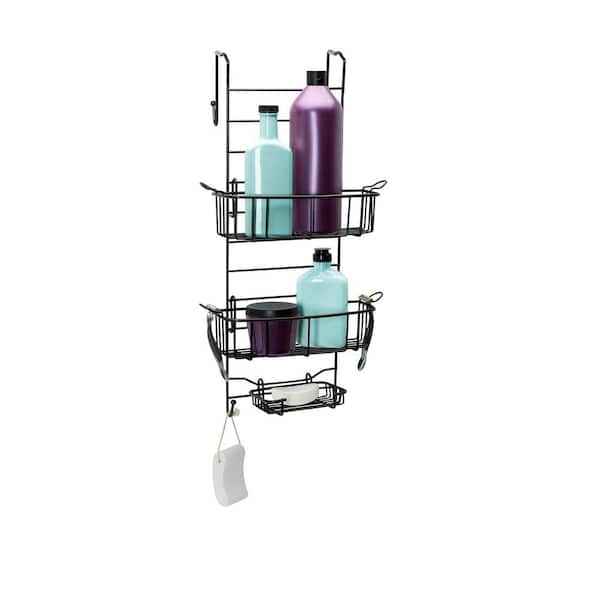 Adrinfly Hanging Over the Door 2 Storage Basket and Soap Dish, Razor Holder and Hooks Shower Caddy in Heritage Bronze