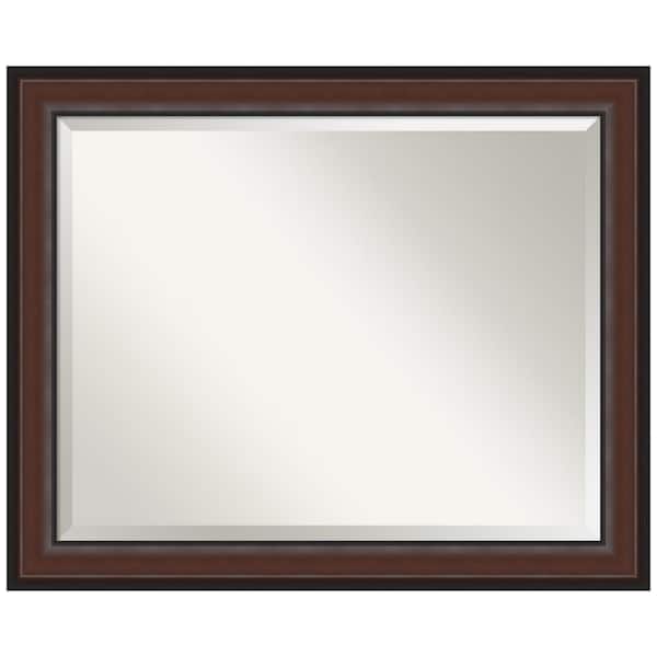 Amanti Art Harvard Walnut 32.5 in. H x 26.5 in. W Framed Wall Mirror