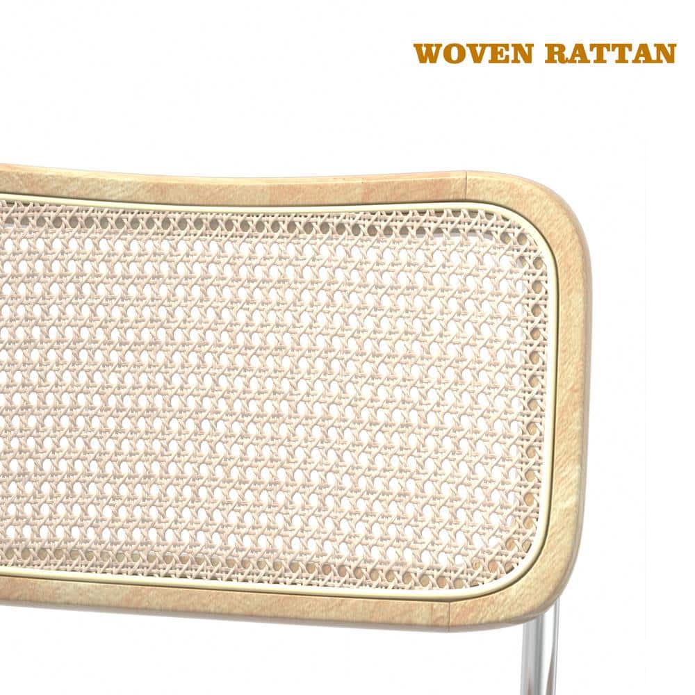 Gray Faux Leather and Rattan Low Side Chair Set
