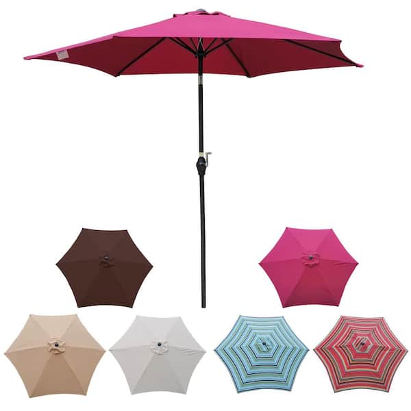 Unbranded 9 ft. Market Tilt Patio Umbrella in Burgundy with Push Button Tilt and Crank