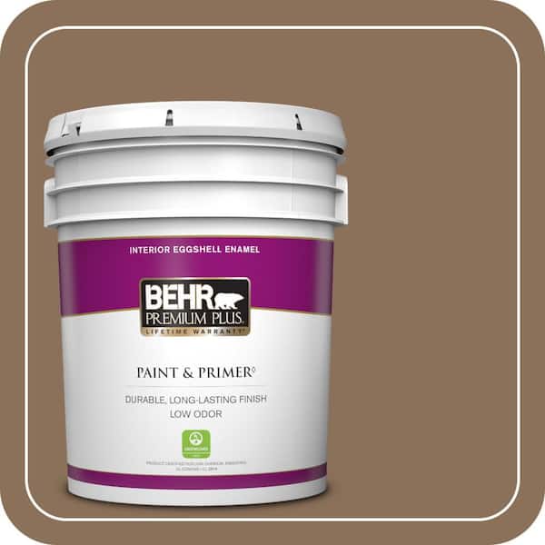 BEHR PREMIUM PLUS 5 gal. #280F-6 Sweet Georgia Brown Eggshell Enamel Low Odor Interior Paint & Primer