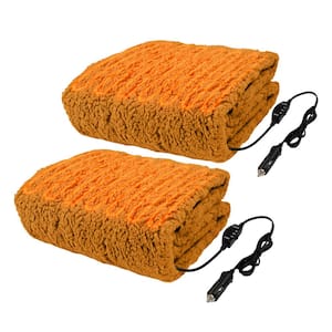 Heated Blanket 2-Pack - Portable 12-Volt Electric Travel Blanket Set for Car, Truck, or RV (Honey)