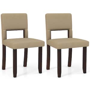 Beige Linen Fabric Dining Chair Set of 2