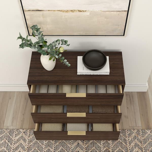 PLANK+BEAM Haven Walnut 3 Drawer 16.75 in. Wide Chest of Drawers Dresser 3100213000-008