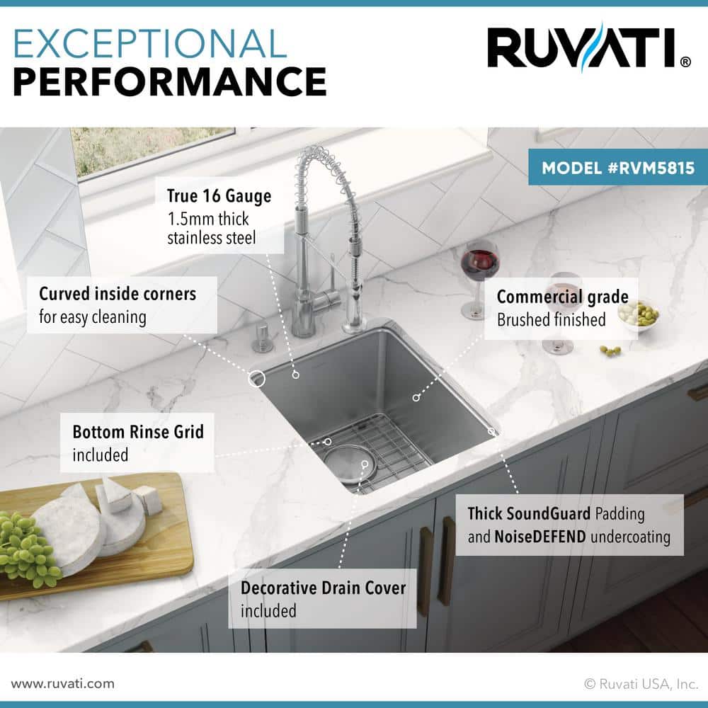 Ruvati 15-inch Stainless Steel Undermount Bar Prep Sink