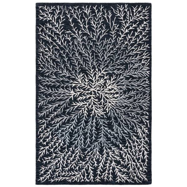 Soho 4 ft. x 6 ft. Black/Ivory Branch Geometric Area Rug