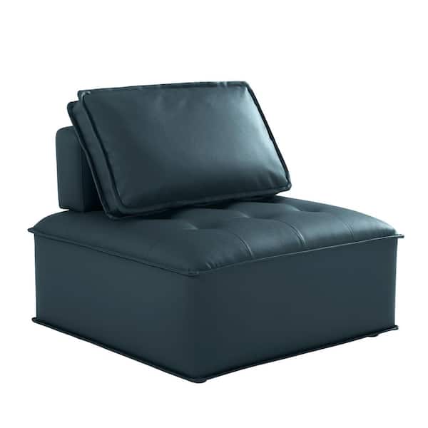 Unbranded 33.9 in. Turquoise Lounge Chair with Wood Legs