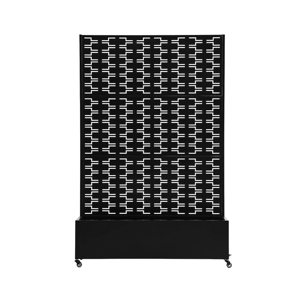 70.8 in. H × 47.2 in. W Black Privacy Metal Garden Fence Screen Panels with Planter Box and Lockable Wheels price history on PriceWatchPro