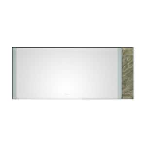 84 in. W x 36 in. H Large Rectangular Stainless Steel Framed Dimmable Wall LED Bathroom Vanity Mirror in Black Frame